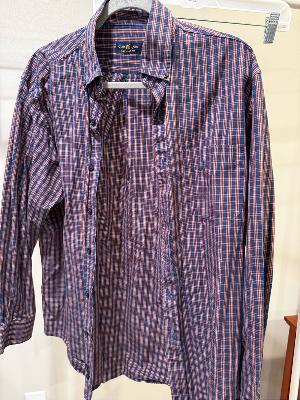 Club Room Red and Blue Plaid Long-Sleeve Button-Down Shirt